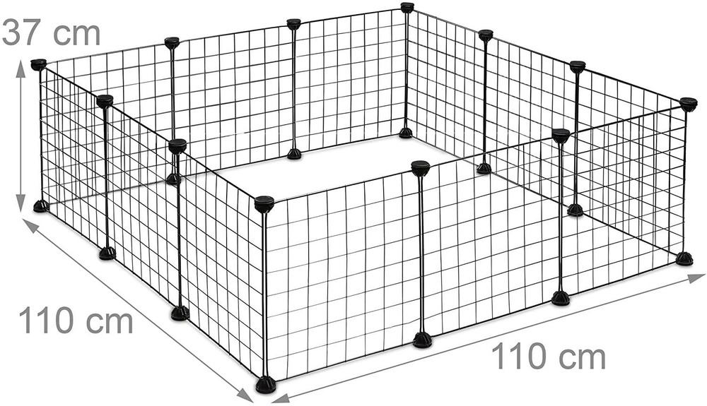 Enclos pour petits animaux domestiques parc extensible cage grille clapier grillage pack de 12 noir