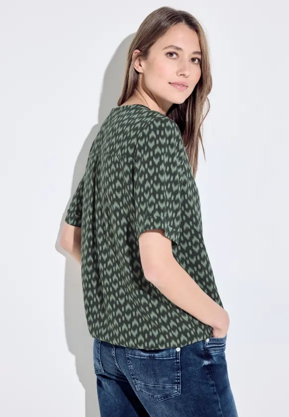 Viskose Printbluse - strong khaki