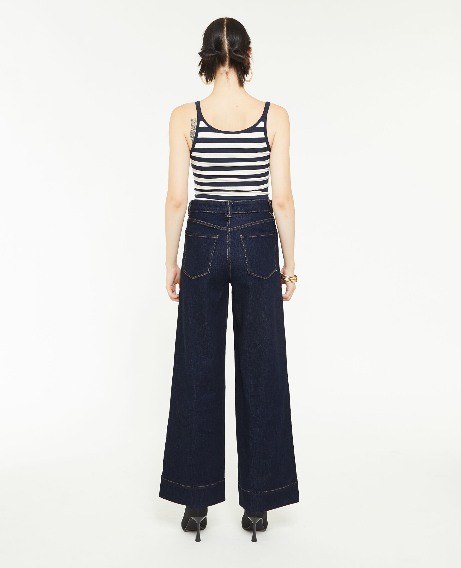 Jean Wide avec fermeture zippée apparente - Bleu