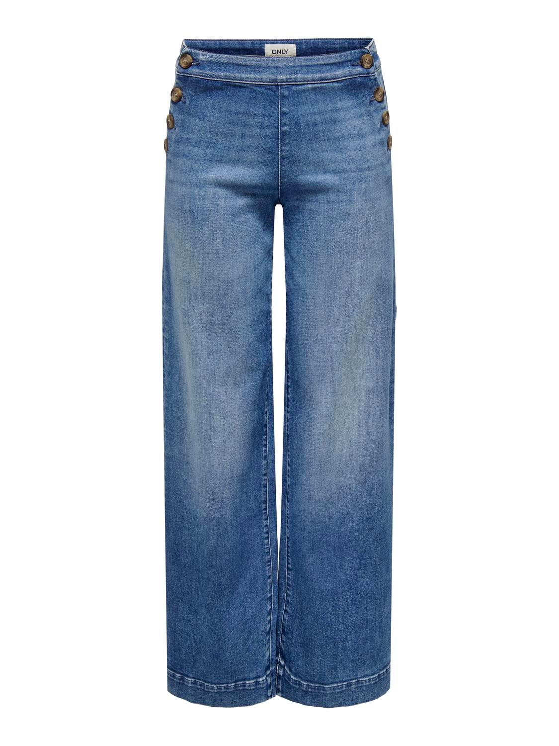 ONLMADISON Hohe Taille Weiter Beinschnitt Jeans Medium Blue Denim