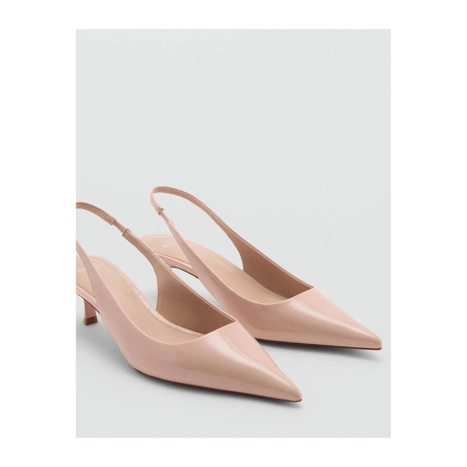 Mango lak slingback pumps beigeroze
