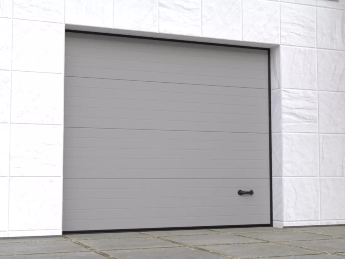 Porte de garage sectionnelle sur mesure rainurée grise - METRONIA