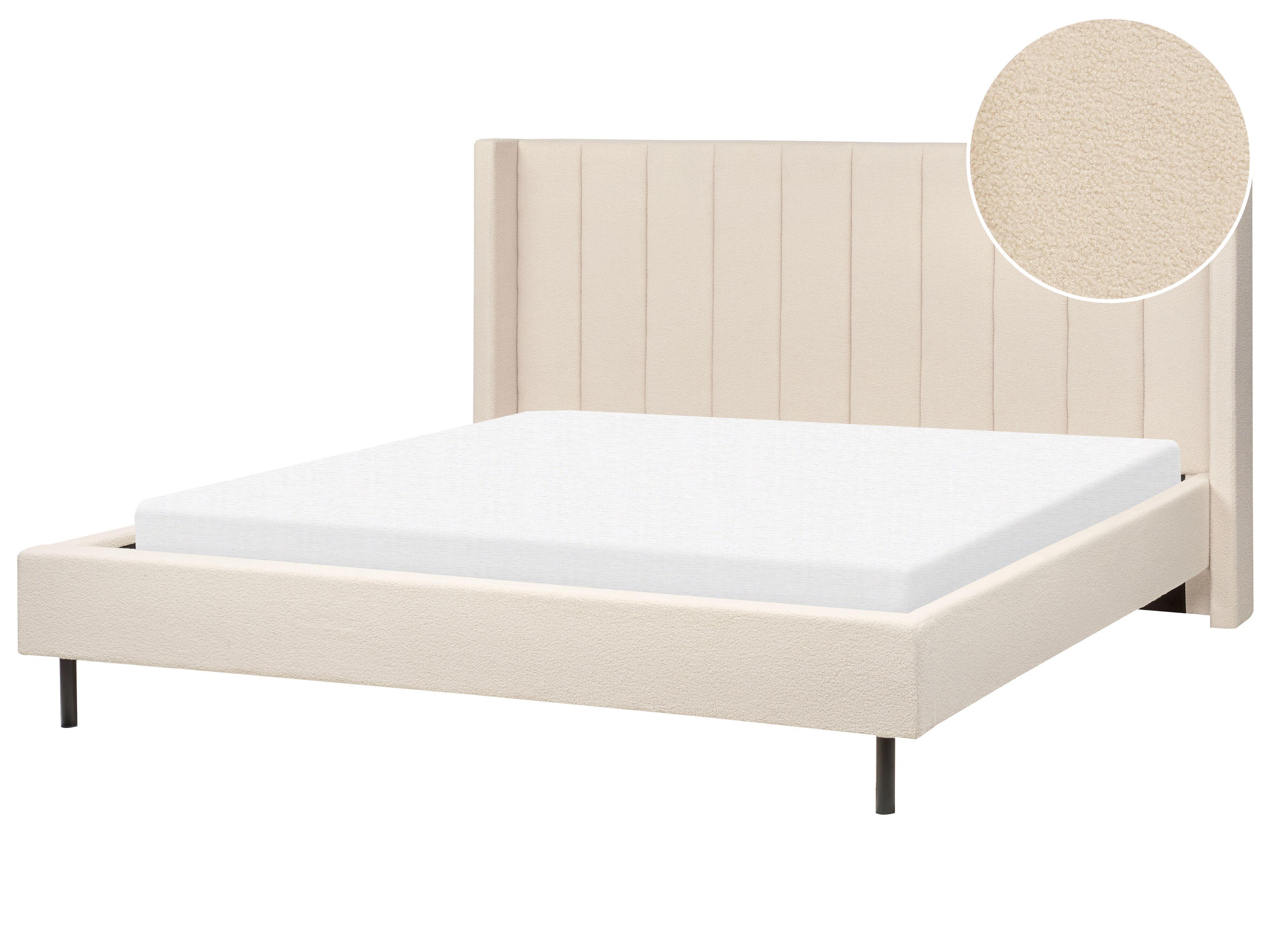 Bed Bouclé VILLETTE 180 x 200 cm Beige