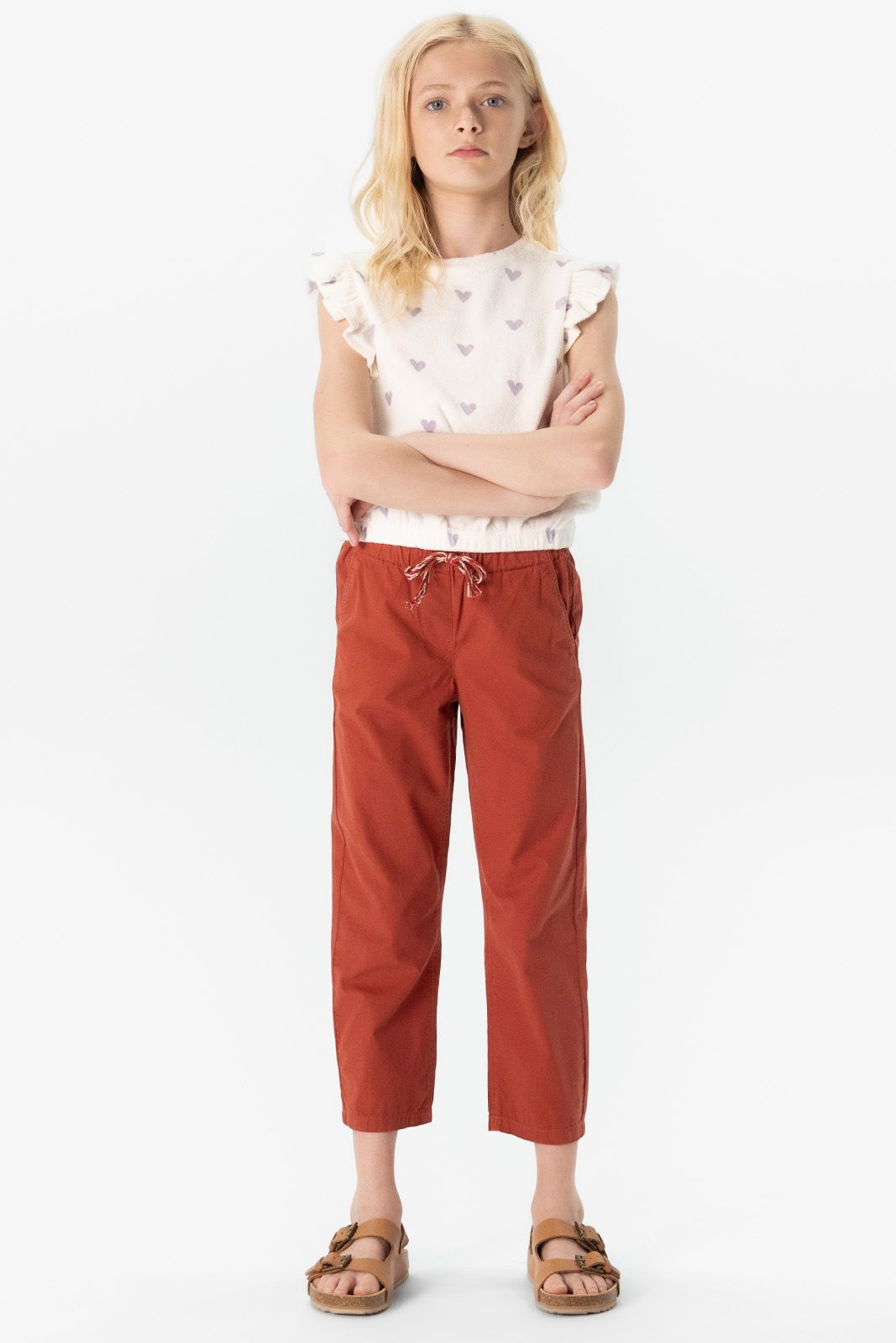 Off-white top met hartjesprint