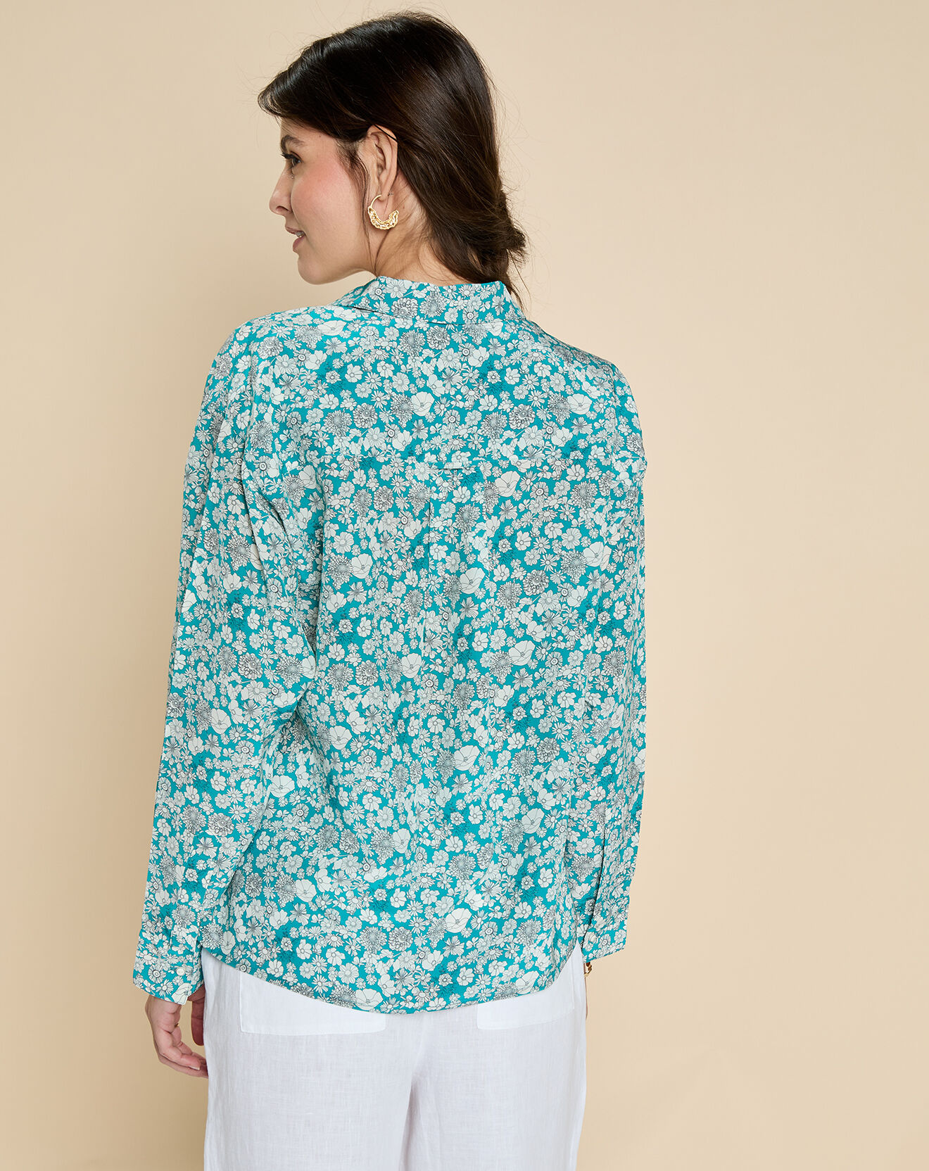 Harris Wilson Chemise en Soie mélangée Evilio imprimée marguerite turquoise