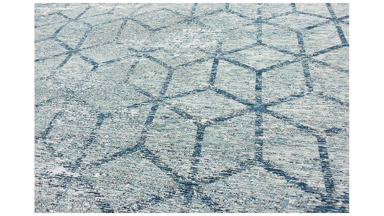 Vloerkleed Washed Blue Geo