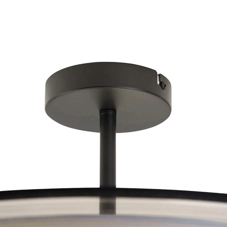 Qazqa plafondlampen drum-neutron zwart e27