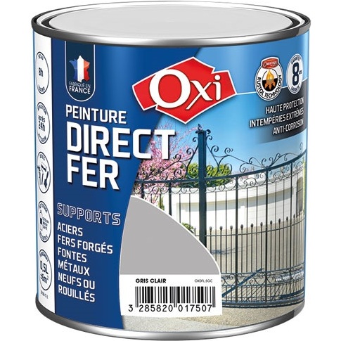 Peinture 0,5 L Brillante Direct Fer - Gris Clair RAL 7035