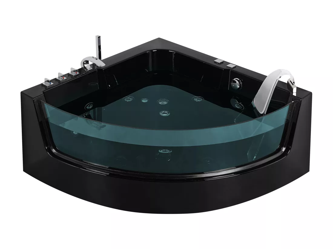 Baignoire d'angle noire 190 x 135 cma vec LED MARINA