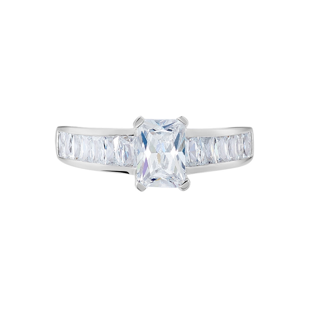 Bague Solitaire Aronn Argent Blanc Oxyde De Zirconium