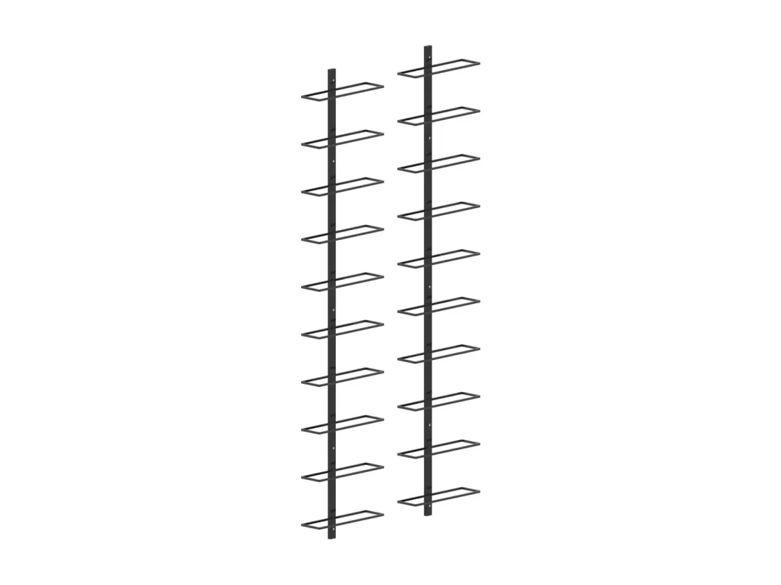 Casiers à bouteilles muraux pour 20 bouteilles 2 pcs Noir Métal