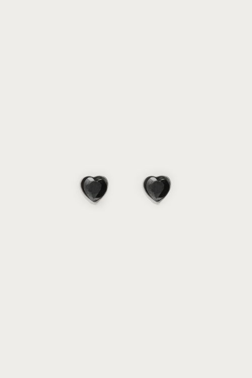 Studs met zwart strass hartje