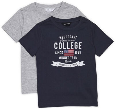 Luca & Lola Tore T-Skjorte 2-pack, Navy/Grey Melange