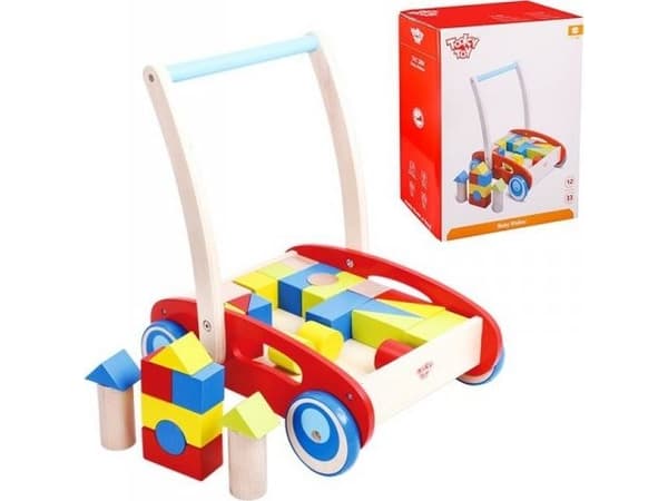 Tooky Toys Trevogn - pusher med klosser 33 stk. Tooky Toy