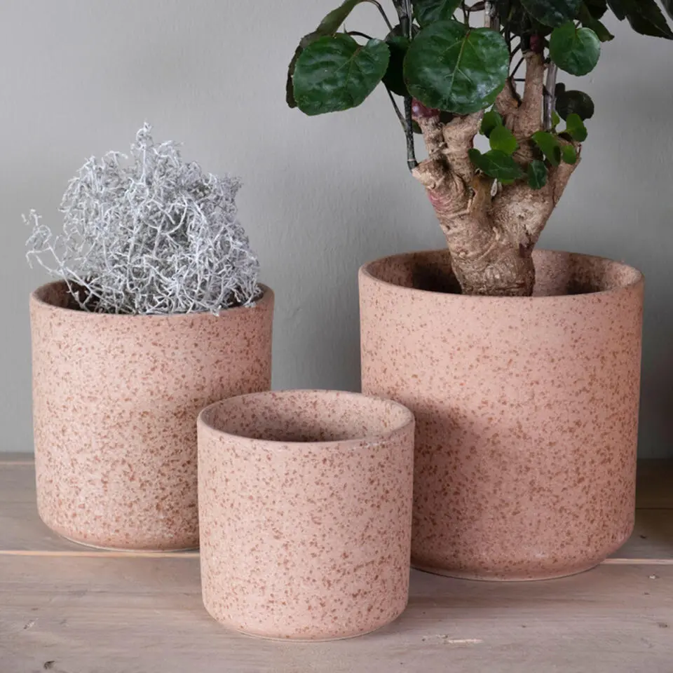 Hakbijl Plantenpot/bloempot Cindy - bruin - keramiek - D17xH17cm
