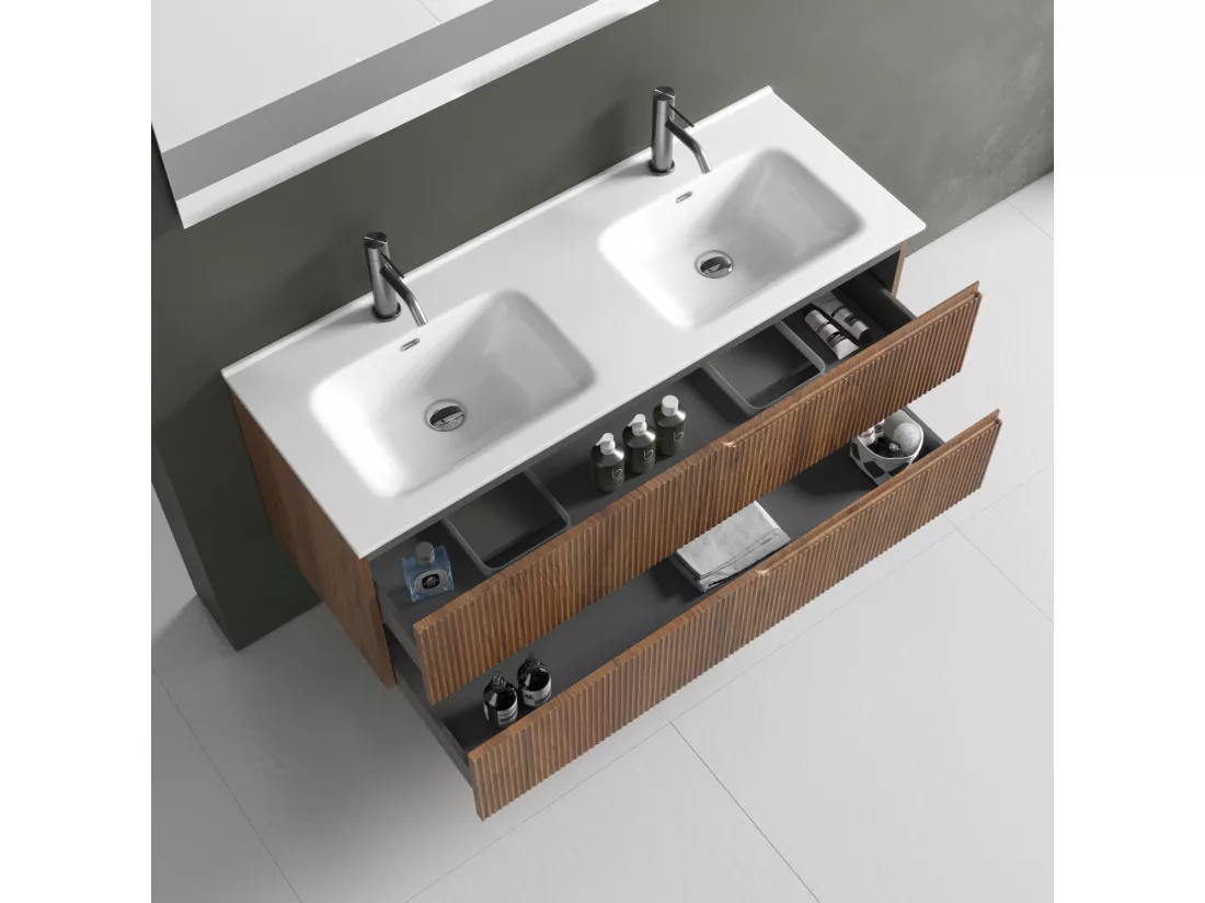 Ensemble salle de bain double vasque 5 pièces VENERE chêne