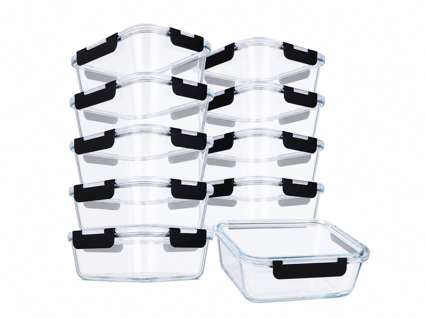 Aviro 1 liter glazen vershoudbak - Set van 10