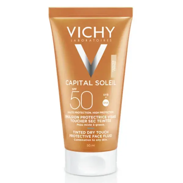 Vichy Capital Soleil BB Cream Facial com Cor, Antibrilho, Bronzeado Natural, FPS 50, 50ml