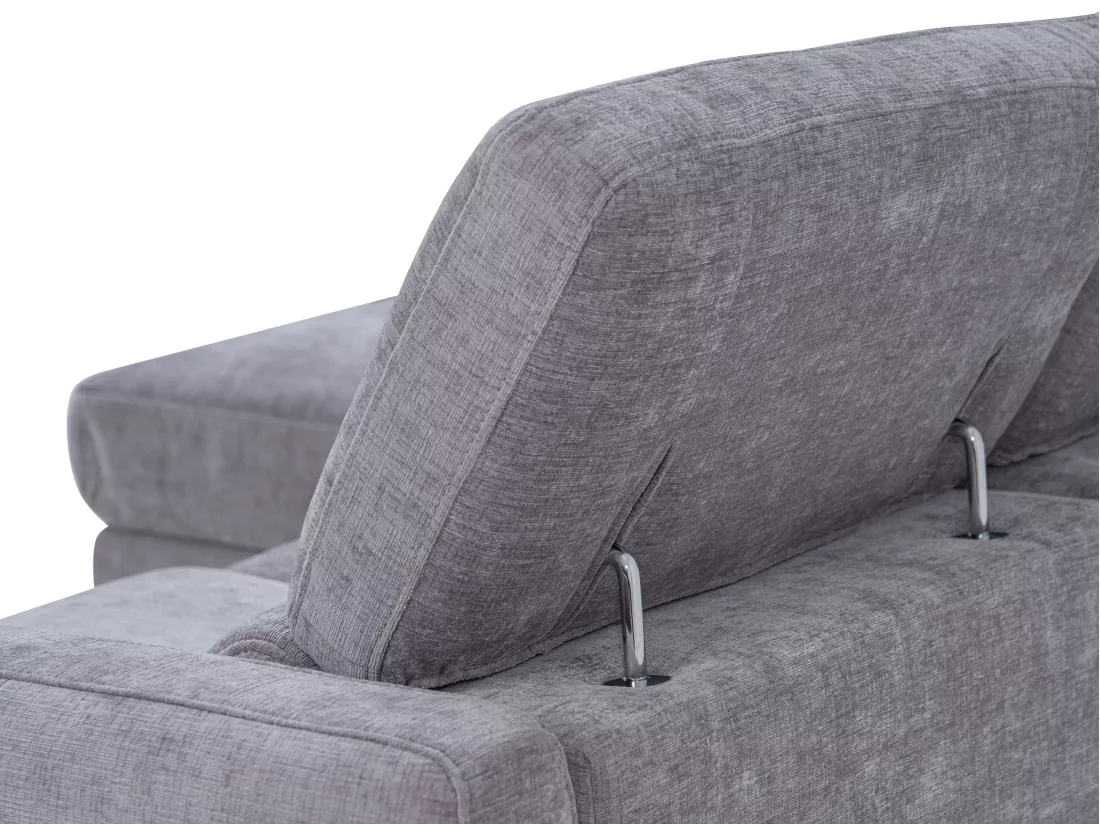 Canapé d'angle gauche relax électrique en tissu gris FUSETA