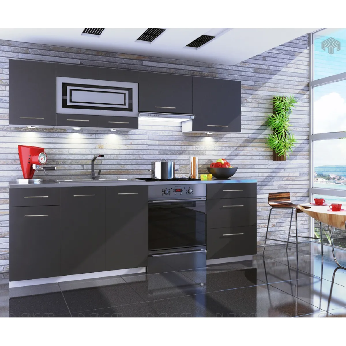 DUSINE Cuisine Giovanna 7 éléments - Graphite Mat