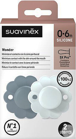 Suavinex Wonder Sucette Silicone Symétrique SX Pro 0/6 Mois Wonder Lake 2 Pièces