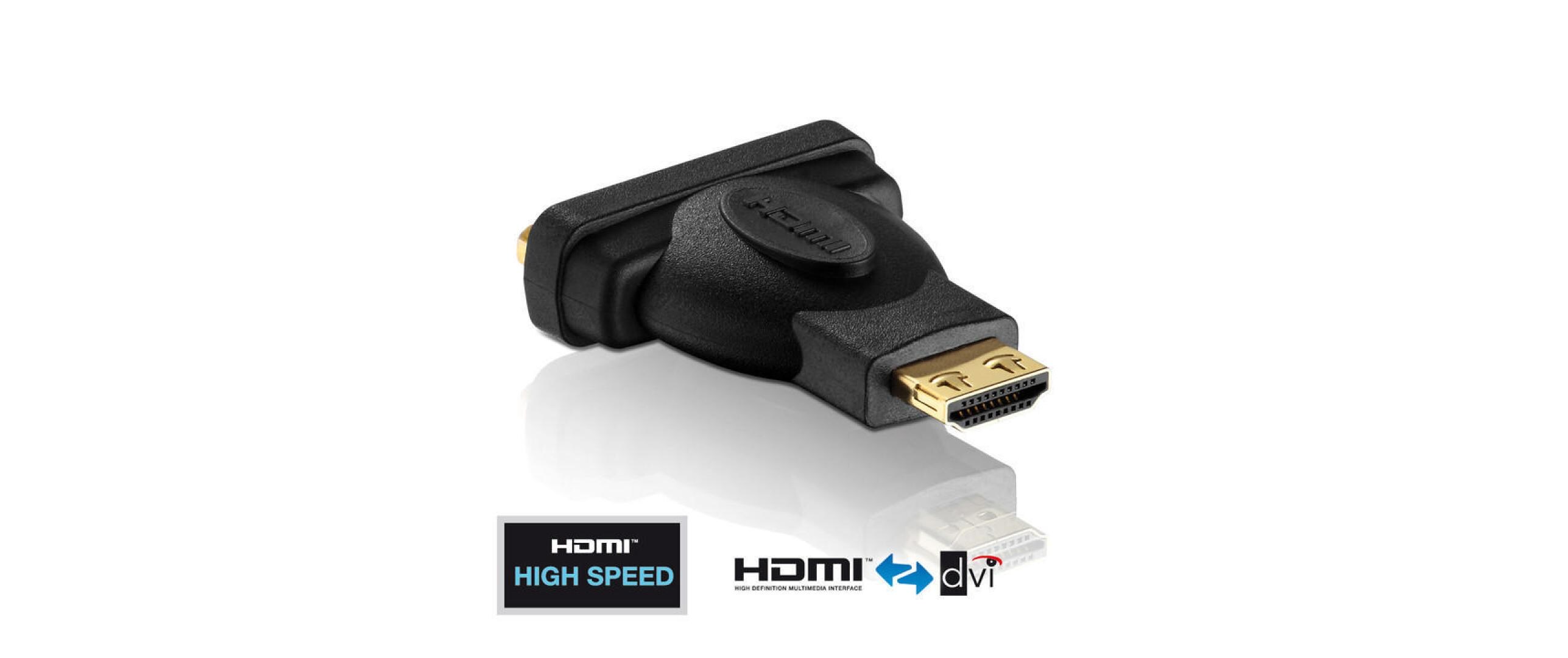 Adapter HDMI - DVI-DDVI-D Buchse (24+1) auf HDMI Stecker, schwarz