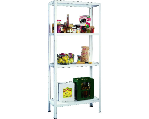 Schulte stellingkast, wit, 180x80x40 cm, 4 legplanken, hoekprofielen, draagvermogen 240 kg