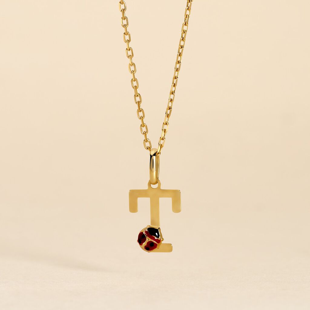 Pendentif Helidie Coccinelle Lettre Or Jaune