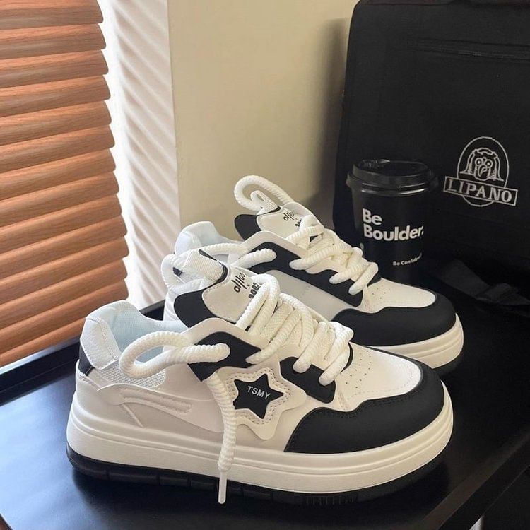 Asterisk - Platform Two Tone Star Applique Veterschoenen van Imitatieleer