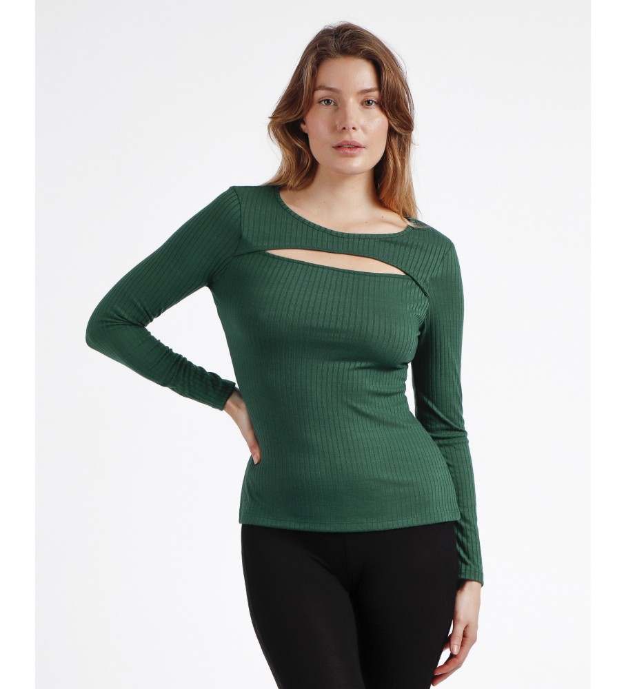 Camiseta Admas Warm de manga comprida com punhos canelados, verde