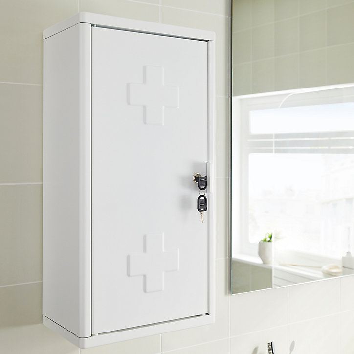 Armoire à pharmacie GoodHome Saranda blanc L. 30 x H. 60 x P. 20 cm