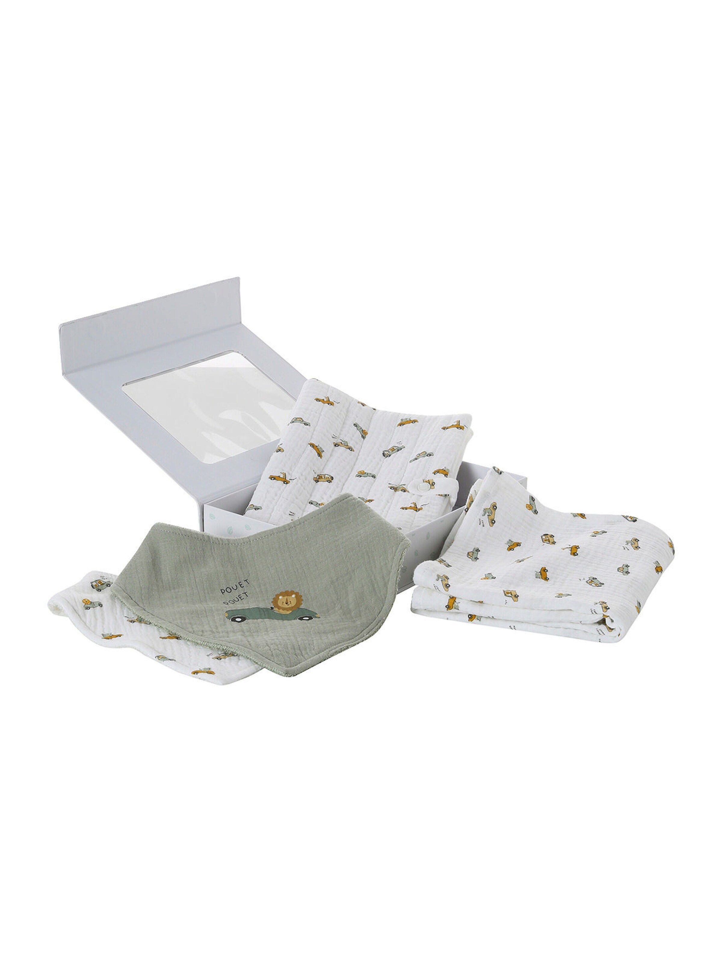 Vertbaudet Baby Geschenk-Set zur Geburt: Lätzchen, Wickeltuch & Vorsorgeheft-Hülle mehrfarbig