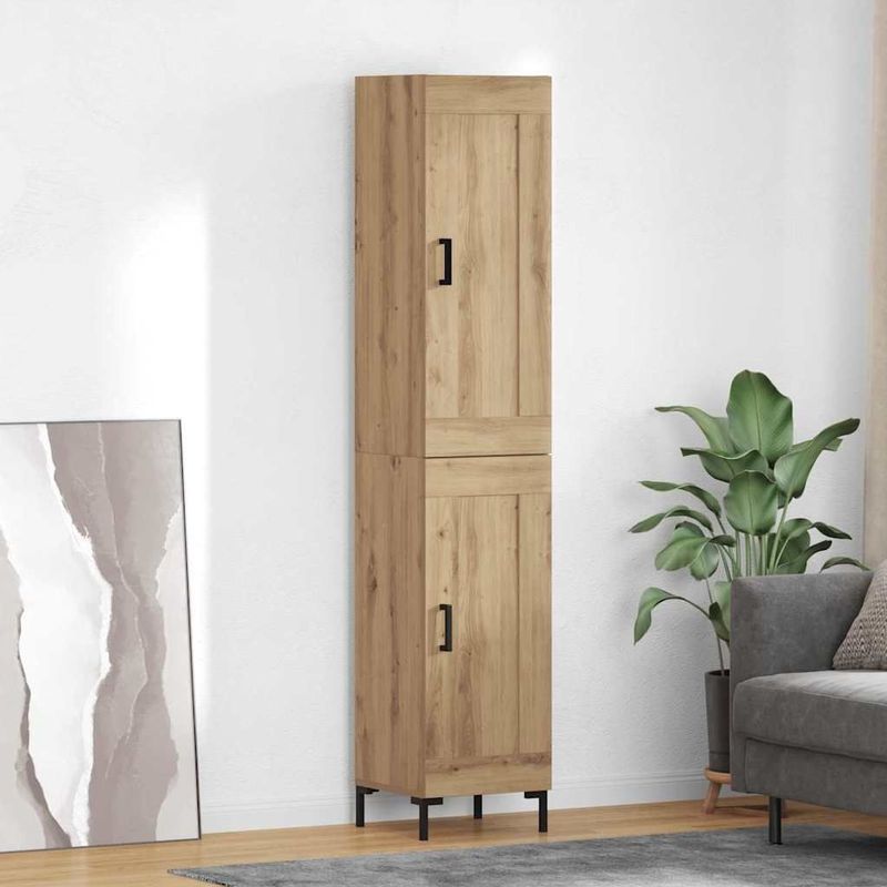vidaXL Highboard Artisan Eiken 34,5 x 34 x 180 cm Bewerkt hout