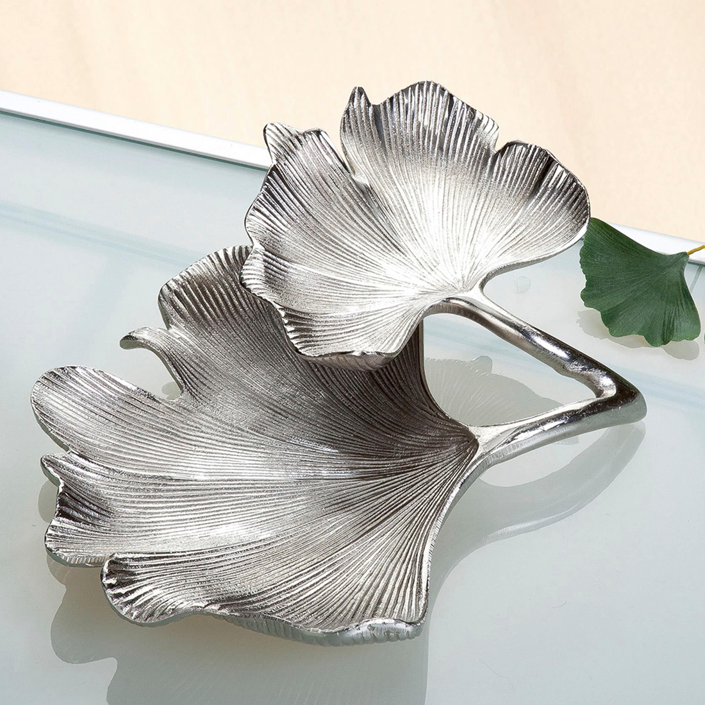 GILDE Dekoschale »Schale Ginkgo Blatt, silber« silberfarben