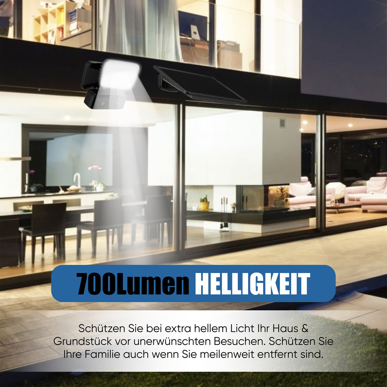 LUVISION WLAN LED Flutlicht Solarleuchte Überwachungskamera Lampe mit Bewegungsmelder