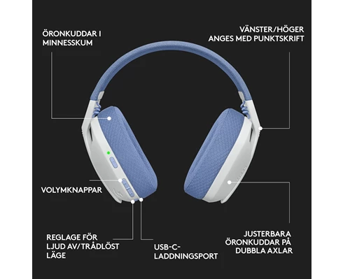 Logitech G435 Lightspeed Headset White