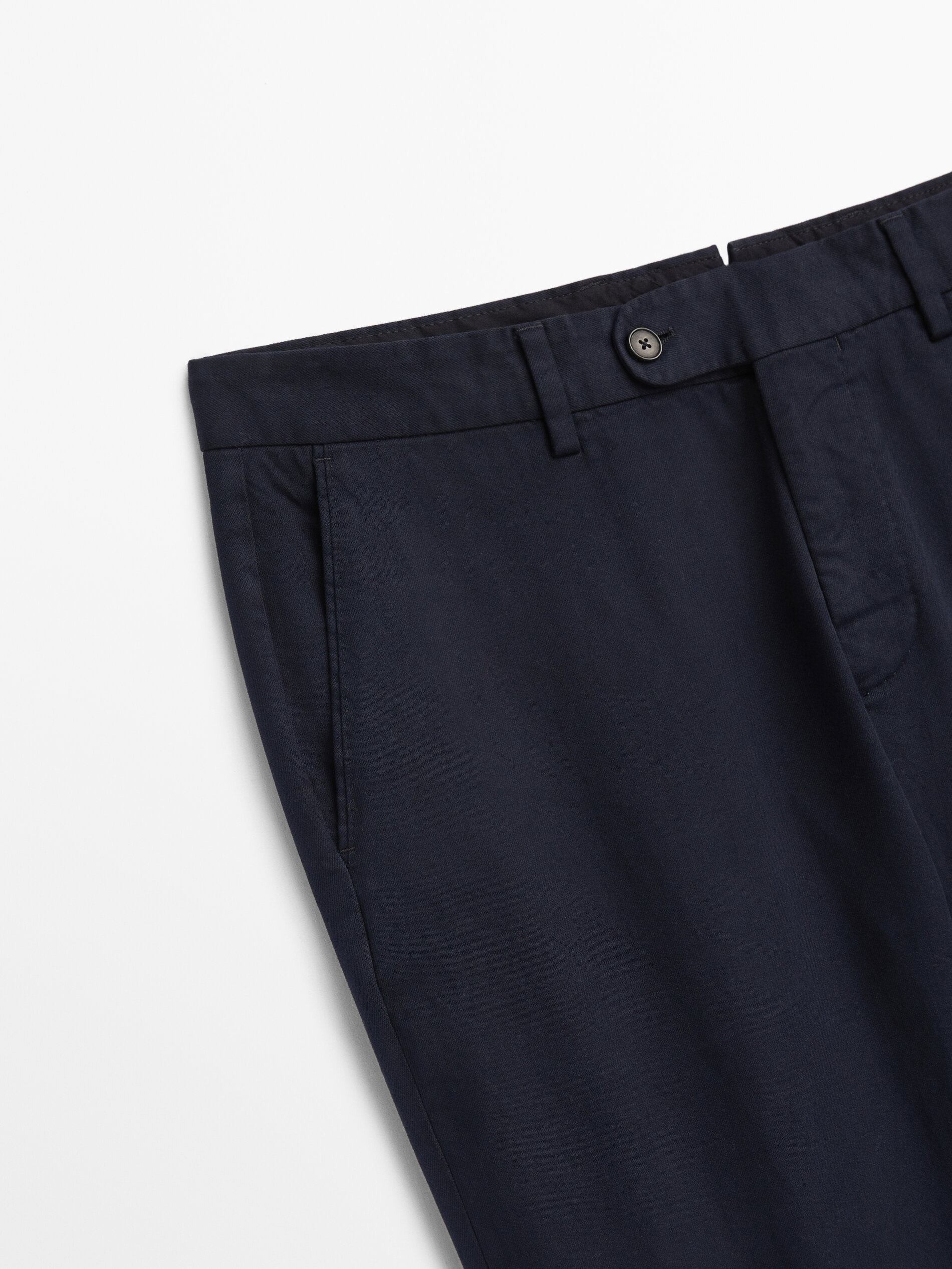 Calça chino tingida mezcla algodón caxemira - AZUL MARINO