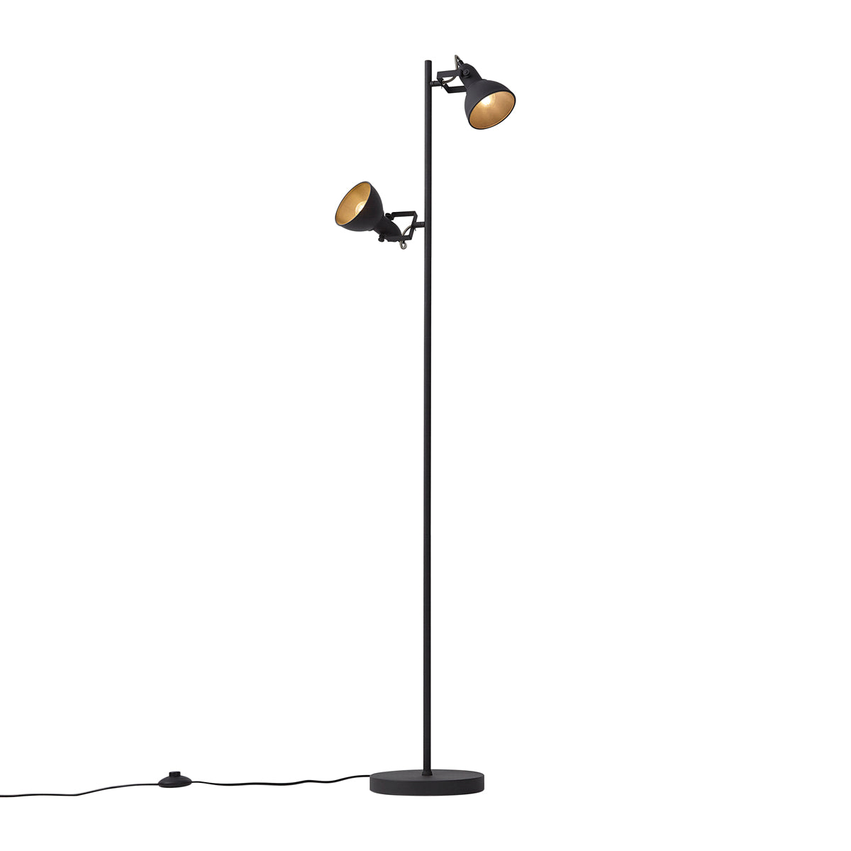 QAZQA IndustriÃ«le vloerlamp zwart 2-lichts - Jakub
