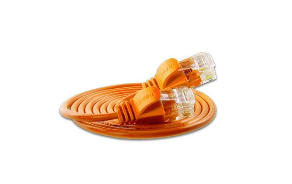 Slimpatchkabel RJ-45 - RJ-45, Cat 6, UTP, 0.15 m, OrangeLightpatchkabel rund, ungeschirmtes Twisted-Pair-Kabel (U/UTP) mit Klinkenschutz