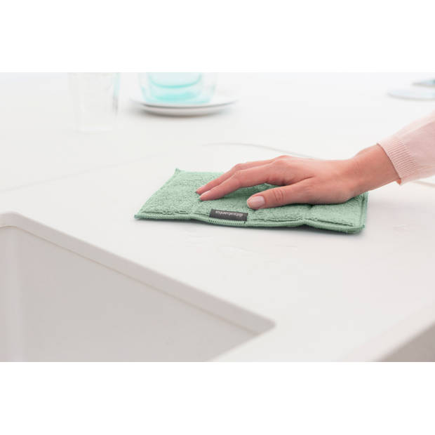 Brabantia SinkSide sponsdoekjes microvezel 16 x 22 cm, set van 3 - Light Grey, Dark Grey en Jade Green