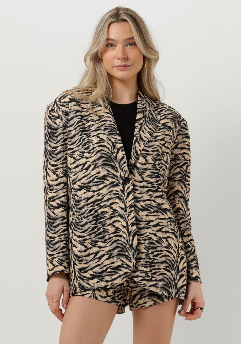 ALIX THE LABEL beige alix the label blazer ladies woven tiger granddad blazer