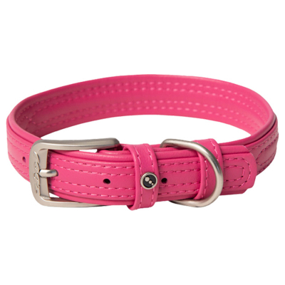 Rogz Hunde Lederhalsband pink