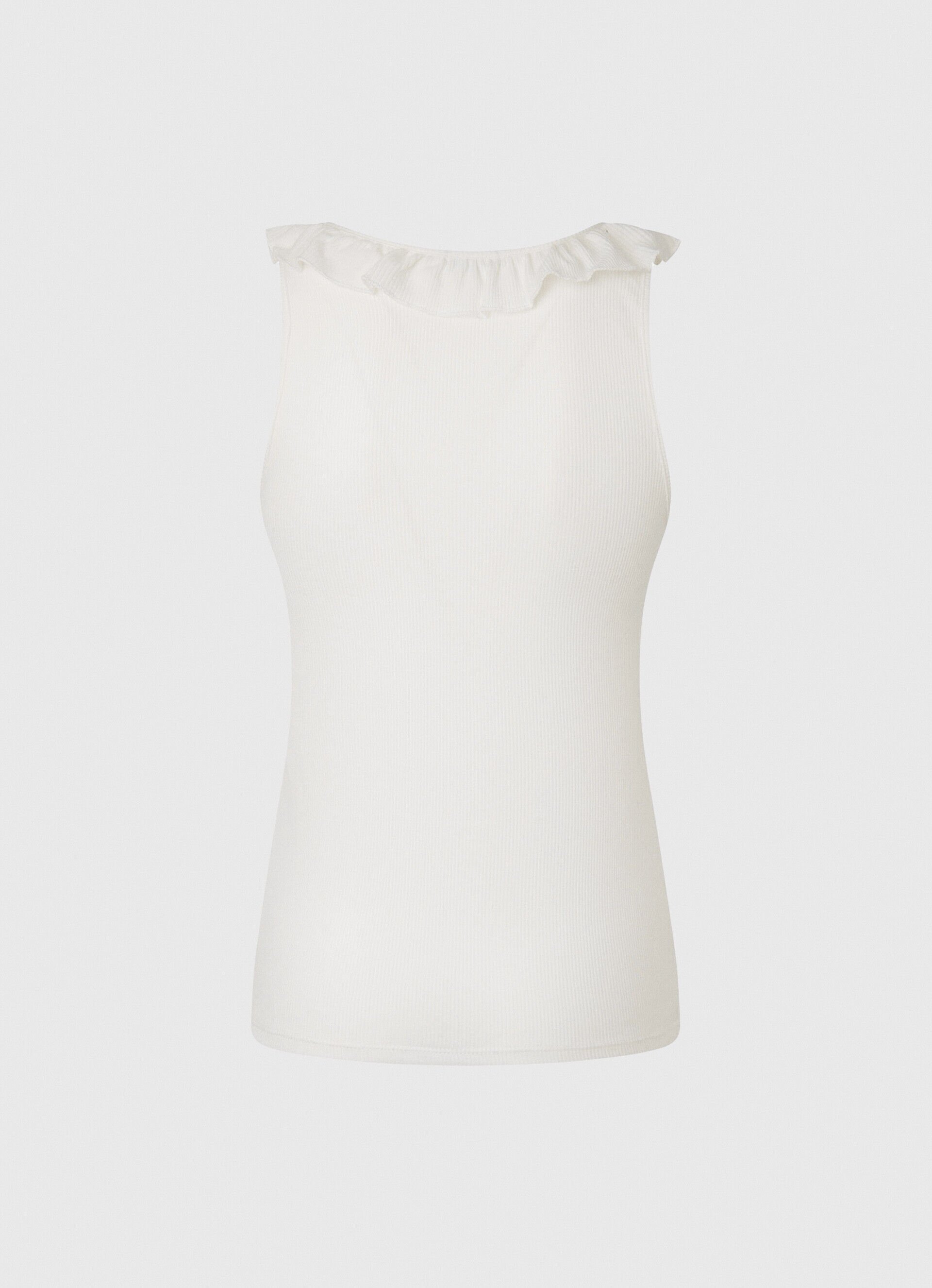Camiseta branca com decote franzido