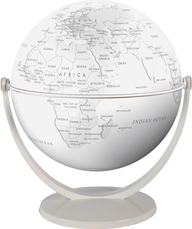 Globe - Stijlvol Kaartbeeld - Wit - Kunststof en Metaal