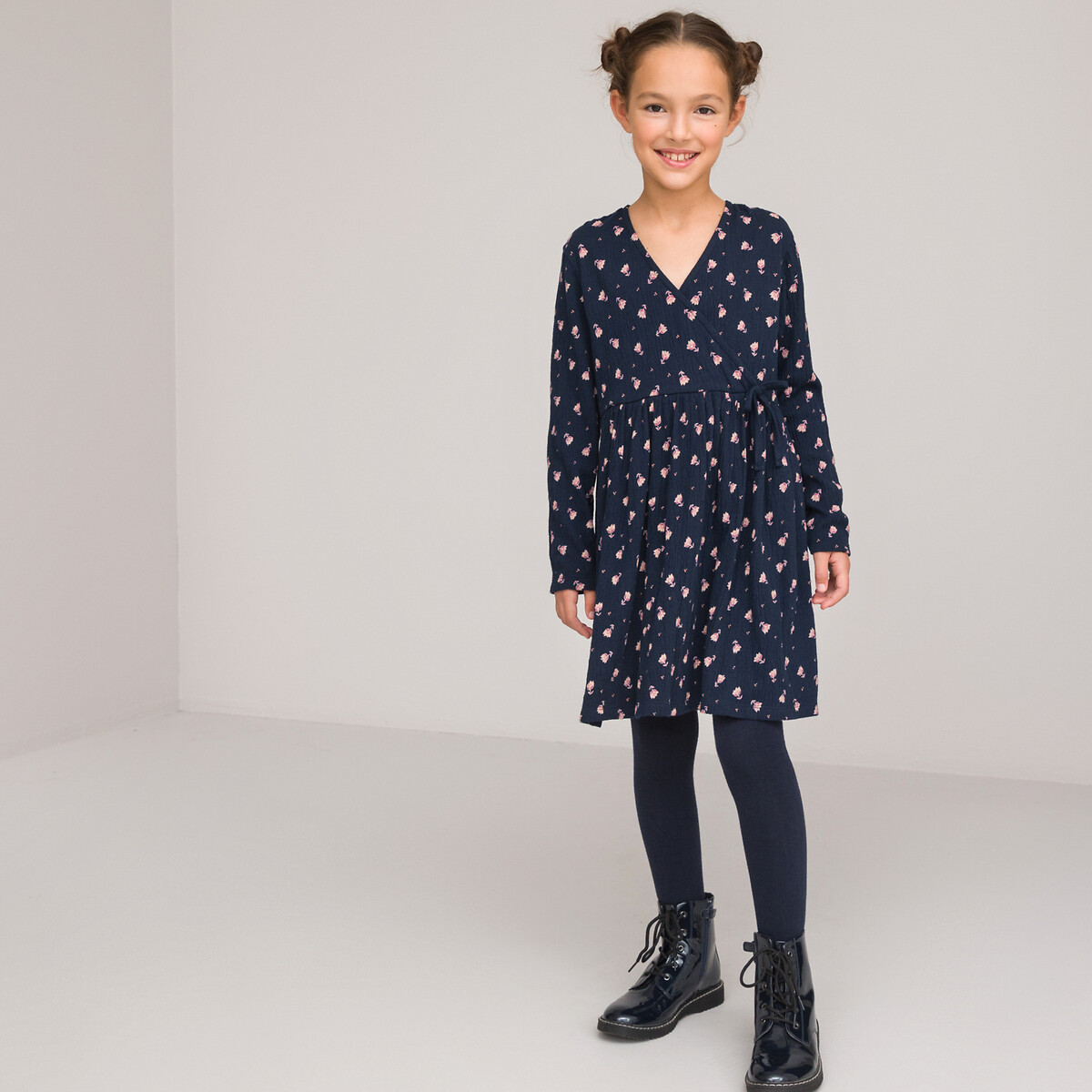COLEÇÕES LA REDOUTE<br>Vestido estampado com mangas compridas 3-12 anos