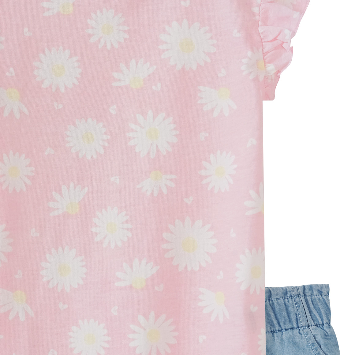 Topomini Baby Top und Jeansshorts im Set rosa / hellblau
