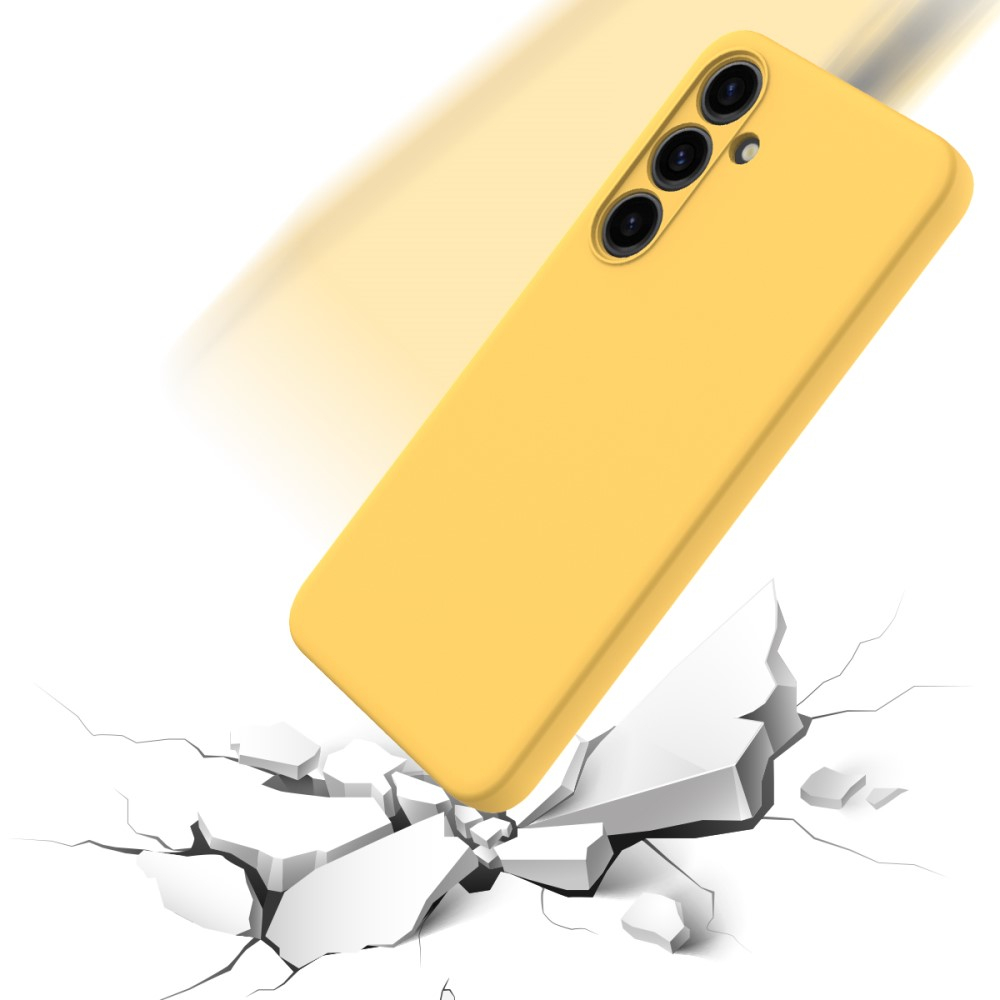 Samsung Galaxy S24 Silikon Case Hülle mit Kameraschutz   Trageschlaufe - Gelb