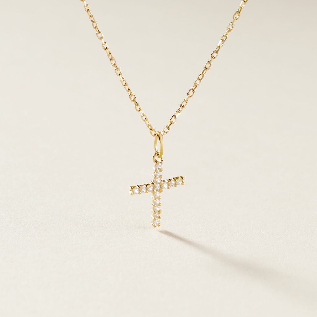 Pendentif Canice Croix Or Jaune Oxyde De Zirconium
