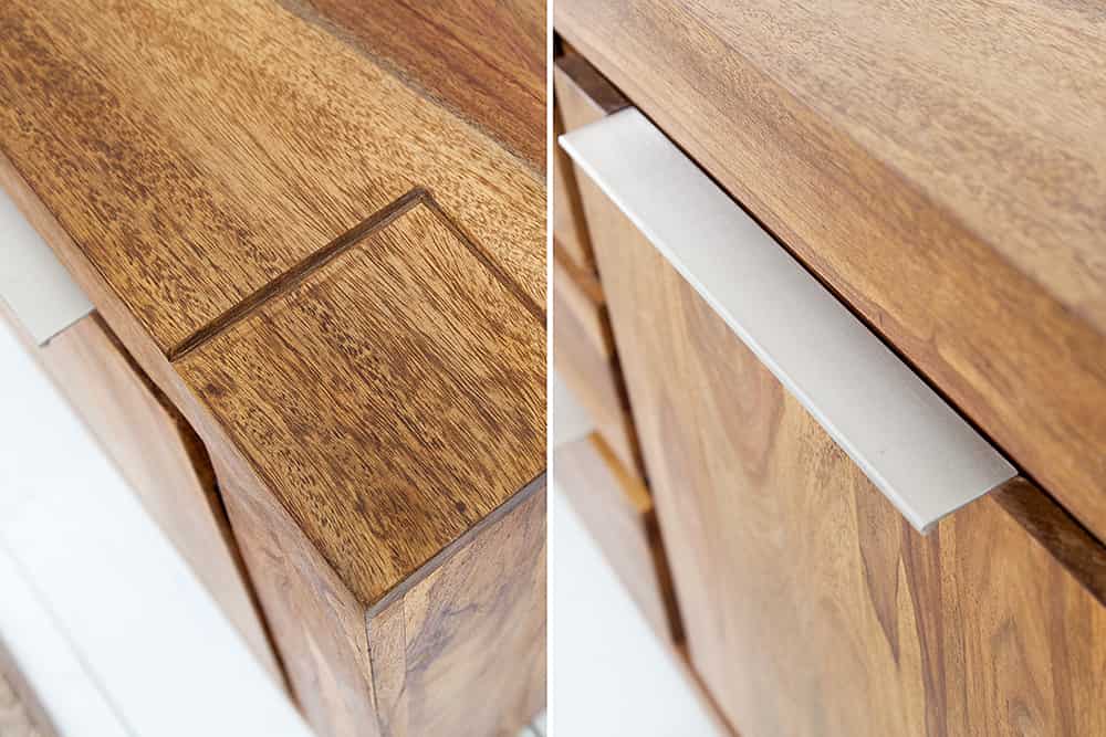 Massivholz Sideboard MAKASSAR 175cm braun Sheesham stone finish Kommode mit Schubladen