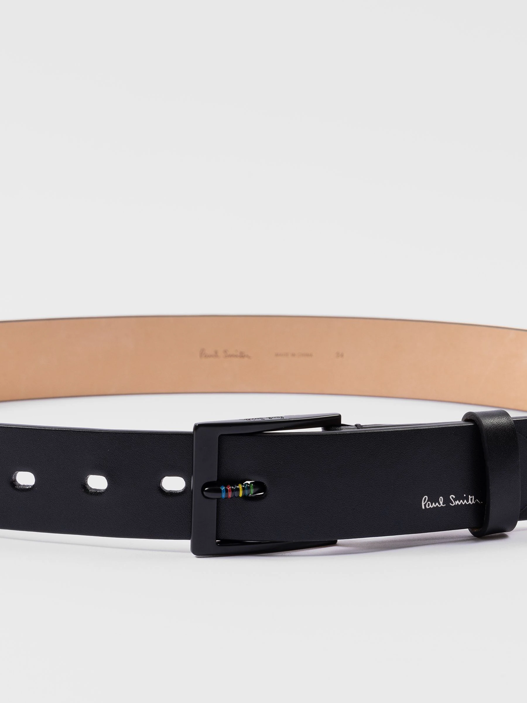 PS Paul Smith Logo Stripe Detail Black Belt